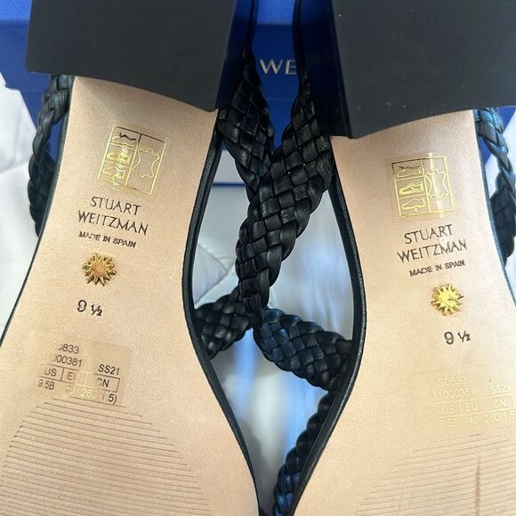 Stuart Weitzman Rosie 50 Sandal black woven slides 9.5 - Picture 7 of 7